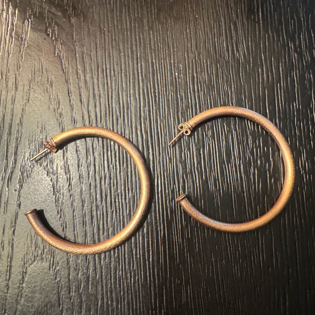 Sheila Fajl Brushed Rose Gold Hoops 2 30$